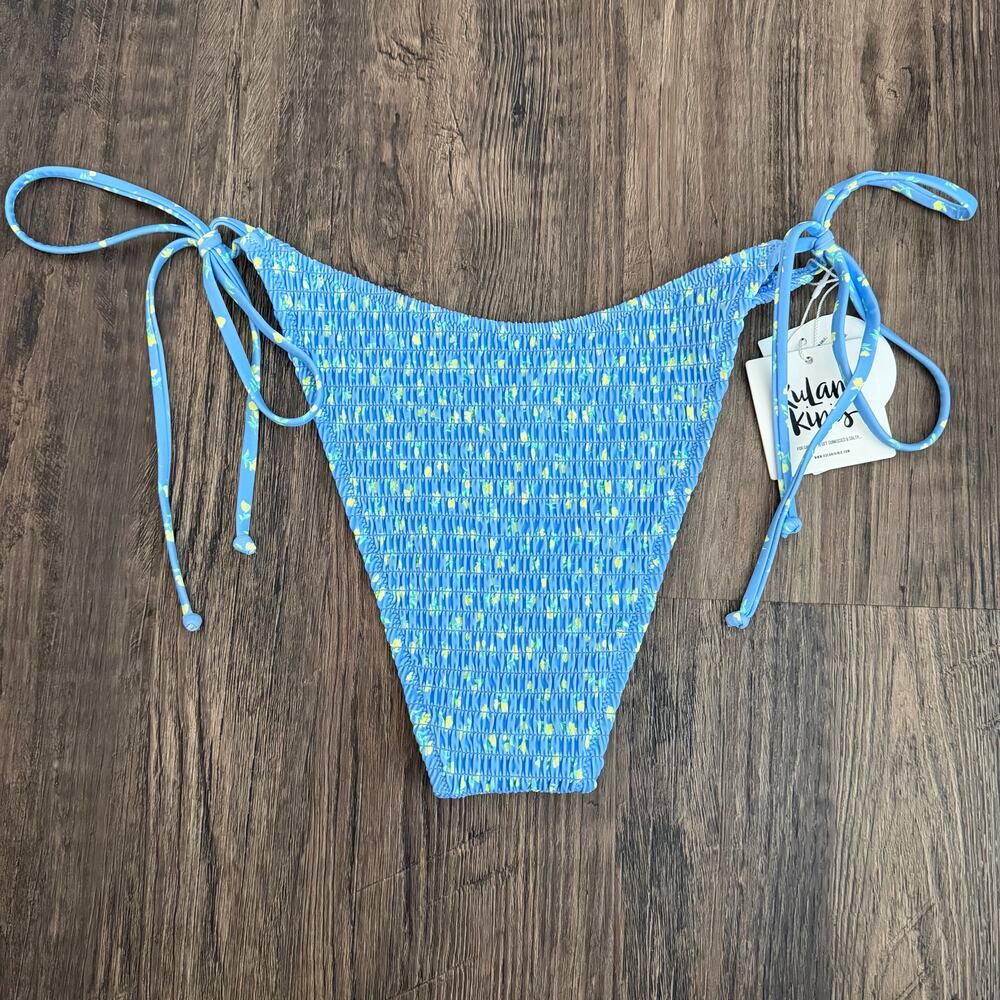 NEW Kulani Kinis Shirred Dipped Cheeky Bikini Bottom in Lemon Bloom Size Large - Picture 6 of 8